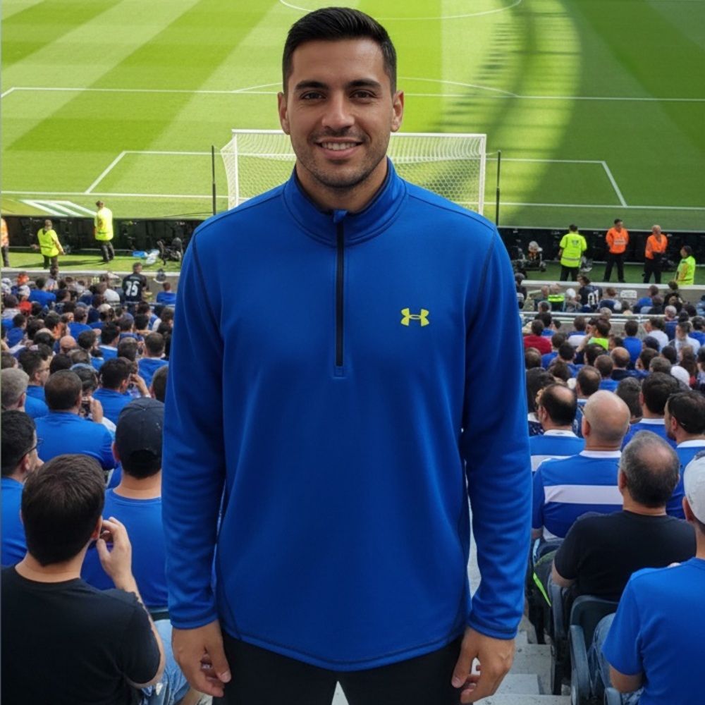 Under Armour ColdGear Royal Blue Long Sleeve 1/4 Zip Pullover Shirt L loose fit